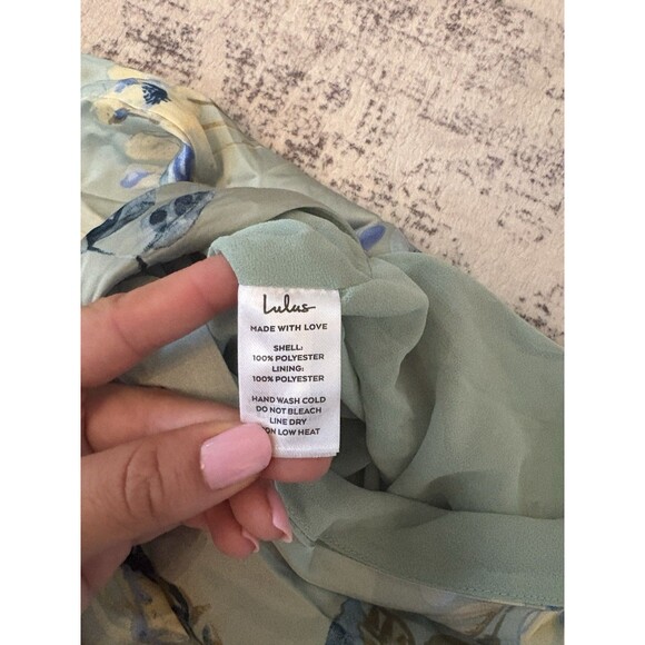 Lulus Captivating Grace Sage Green Floral Satin Ruffled Maxi Dress Size Small - Picture 10 of 11